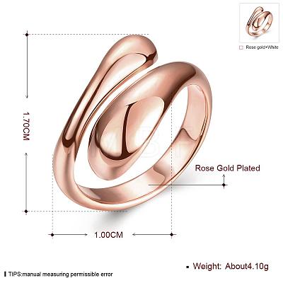 Real Rose Gold Plated Adjustable Brass Finger Rings for Women RJEW-BB07574-B-1