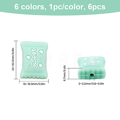 6Pcs 6 Colors Food Grade Eco-Friendly Silicone Beads SIL-CA0001-78-1