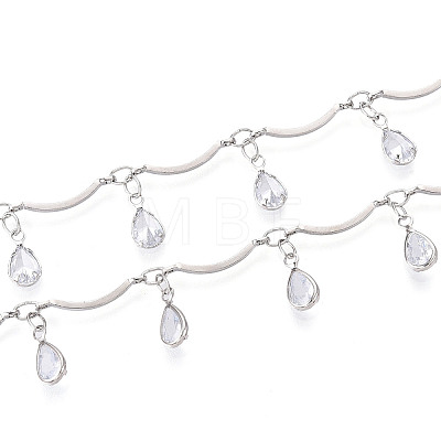Brass Glass Scalloped Bar Chains CHC-T018-07P-1