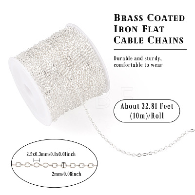 Brass Coated Iron Flat Cable Chains CH-TAC0007-02S-1