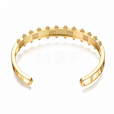 Brass Micro Pave Clear Cubic Zirconia Cuff Bangles BJEW-N302-006B-NF-1