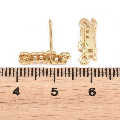 Brass Stud Earrings EJEW-P346-02-G-1