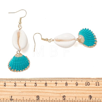Natural Mixed Cowrie Shell Dangle Earrings EJEW-JE07223-1