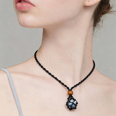 6Pcs 2 Colors Adjustable Braided Waxed Cord Macrame Pouch Necklace Making FIND-SC0023-88-1