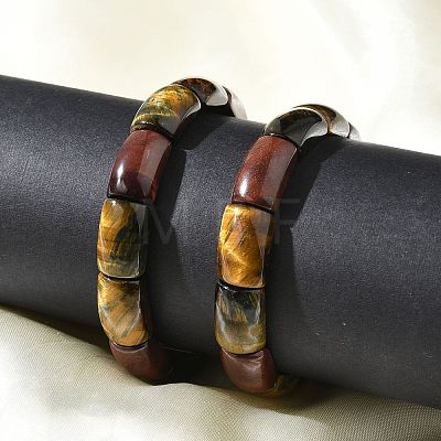 Natural Tiger Eye Bead Stretch Bracelets for Women Men BJEW-C097-02A-1