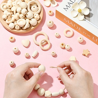 110Pcs 12 Styles Unfinished Wood Beads WOOD-YW0001-82-1