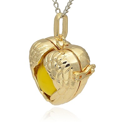 Golden Tone Brass Hollow Heart Cage Pendants KK-J241-08G-1