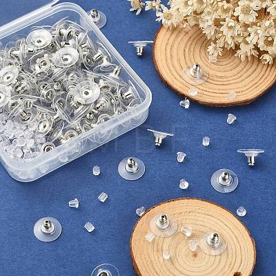 300Pcs 3 Style Brass & Plastic Ear Nuts FIND-YW0002-17P-1