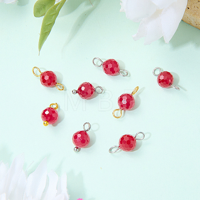 16Pcs 4 Styles Lab Grown Red Corundum Charms with July Birthstone Connector Charms PALLOY-SW00124-1