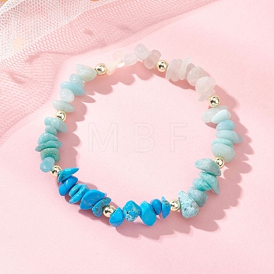 Natural & Synthetic Mixed Gemstone Chip Beads Stretch Bracelets for Women BJEW-JB13107-1