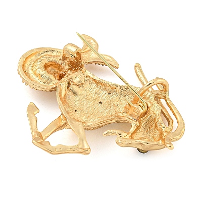 Golden Zinc Alloy with Rhinestone Brooches JEWB-B018-03G-10-1