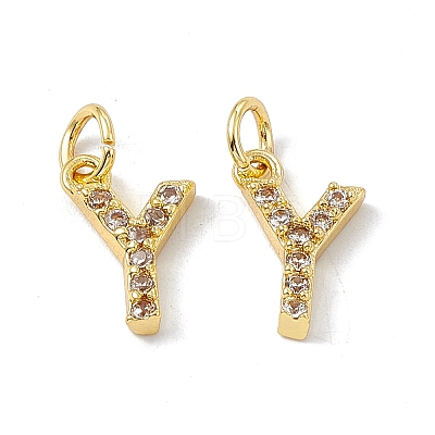 Real 18K Gold Plated Brass Micro Pave Clear Cubic Zirconia Charms KK-E068-VB452-Y-1