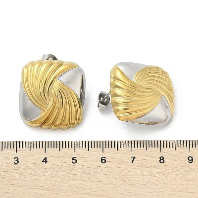 304 Stainless Steel Two Tone Stud Earrings EJEW-A124-01C-1