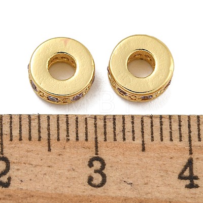 Rack Plating Brass Micro Pave Cubic Zirconia  Beads KK-U030-31G-07-1