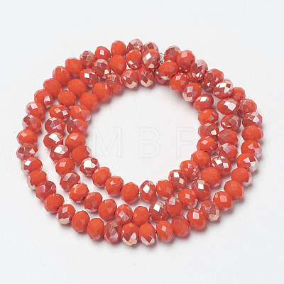 Electroplate Opaque Solid Color Glass Beads Strands EGLA-A034-P6mm-K08-1