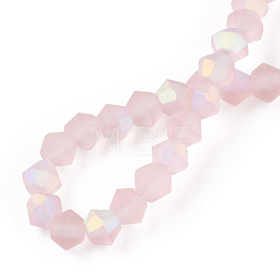 Imitate Austrian Crystal Bicone Frosted Glass Beads Strands GLAA-F029-TM3mm-A26-1