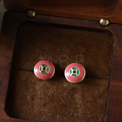 Brass Enamel Stud Earrings for Women WG538DC-01-1