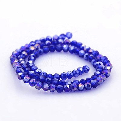 AB Color Plated Glass Faceted(32 Facets) Round Beads Strands GLAA-A027-3mm-AB03-1