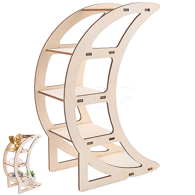 4-Tier Moon Wood Display Stands for Gemstone Ornaments ODIS-WH20043-292-1