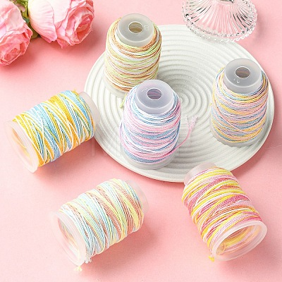 6Rolls 6 Colors 35M Segment Dyed Macrame Cotton Cord OCOR-YW0001-28-1