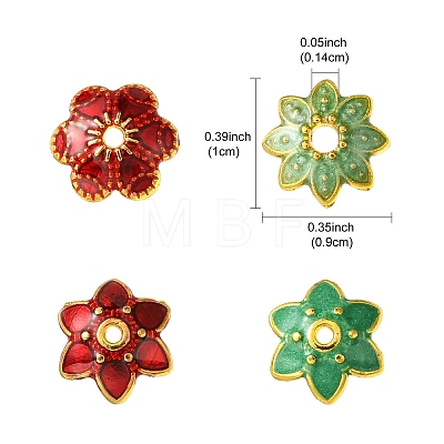 40Pcs 4 Styles Alloy Enamel Beads Caps ENAM-YW0003-97-1