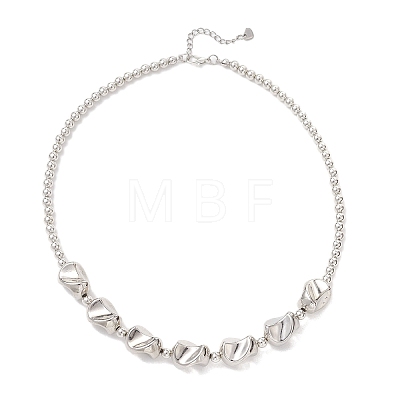 CCB Plastic Nuggets and Round Beaded Necklaces for Women NJEW-JN05754-1