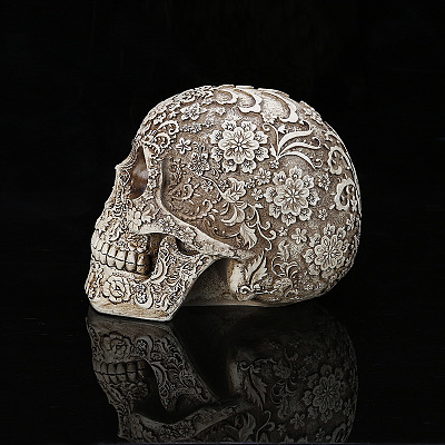 Resin Floral Skull Medical Model Statues PW-WG24131-01-1