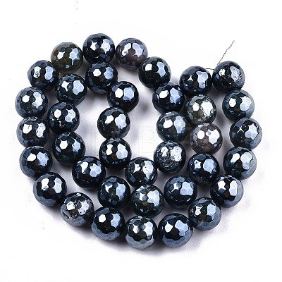 Electroplate Natural Agate Beads Strands G-T131-55-27-1