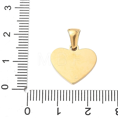 304 Stainless Steel Pave Natural White Shell Heart with Initial Slice Pendants STAS-R168-25G-X-1