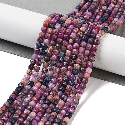 Natural Red Corundum/Ruby and Sapphire Beads Strands G-B088-E13-04-1