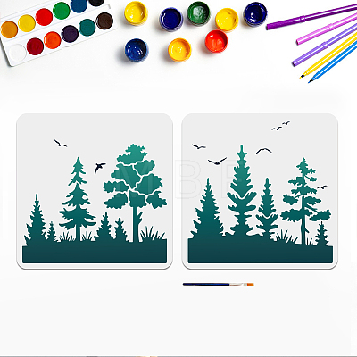 US 1 Set Forest Theme PET Hollow Out Drawing Painting Stencils DIY-MA0001-42A-1