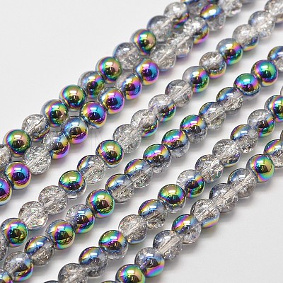 Electroplate Synthetic Crackle Quartz Beads Strands EGLA-J067-8mm-M-1