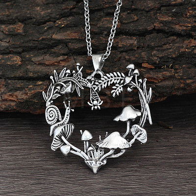 Flower & Mushroom Zinc Alloy Pendant Necklaces FS-WG17225-02-1