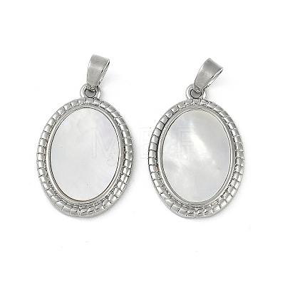 Brass Pave Natural Shell Pendants KK-Z078-15P-1