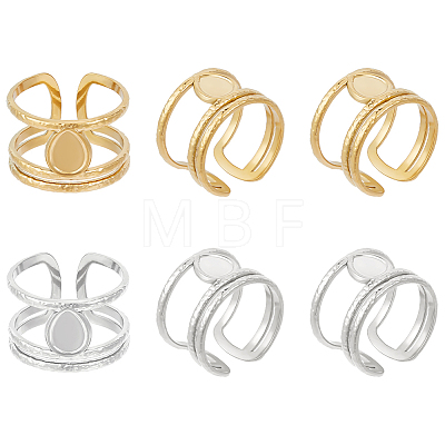 Unicraftale 6Pcs 2 Colors 304 Stainless Steel Open Cuff Ring Components STAS-UN0056-76-1