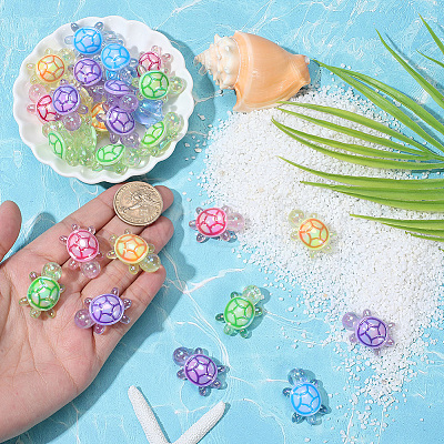 30Pcs UV Plating Transparent Acrylic Beads TACR-SC0002-77-1