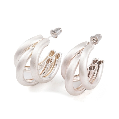 C-Shaped Brass Multi-Strand Half Hoop Stud Earrings for Women EJEW-G391-05S-1