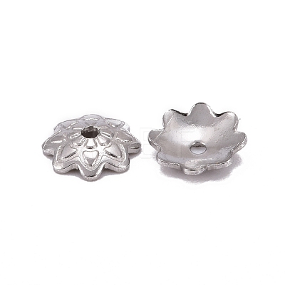 304 Stainless Steel 8-Petal Flower Bead Caps STAS-J011-03-1