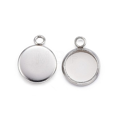 Tarnish Resistant 304 Stainless Steel Pendant Cabochon Settings LS-STAS-G127-13-8mm-P-1