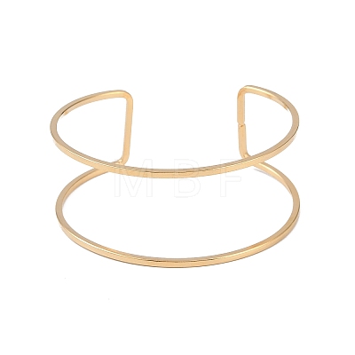 Ion Plating(IP) 304 Stainless Steel Hollow Open Cuff Bangles for Women BJEW-S155-04G-1