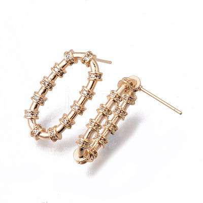 Brass Clear Micro Pave Cubic Zirconia Stud Earrings KK-N232-193-NF-1