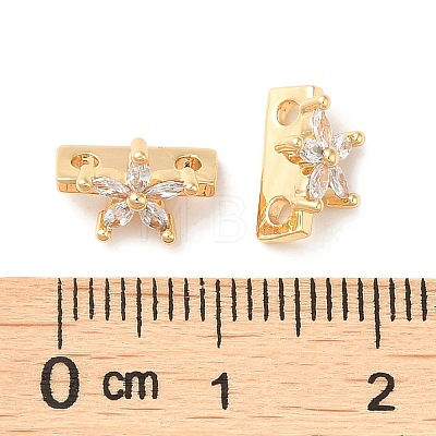 Brass Micro Pave Clear Cubic Zirconia Slide Charms KK-P239-15G-1