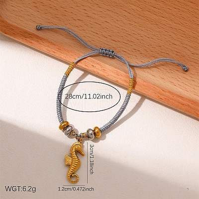 304 Stainless Steel Sea Horse Charm Bracelets WG3A2A4-06-1