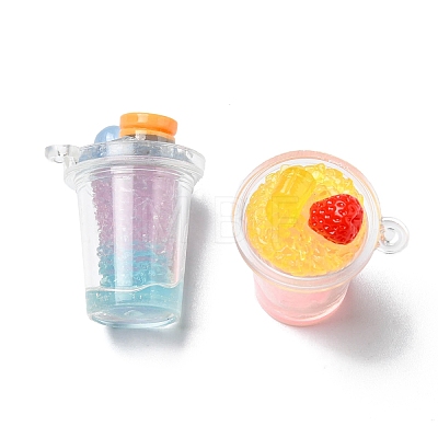 Transparent Resin Imitation Drink Pendants RESI-E041-01-1