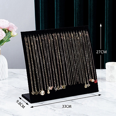 Velvet Necklace Organizer Display Stands for 24 Necklaces PW-WG61009-01-1