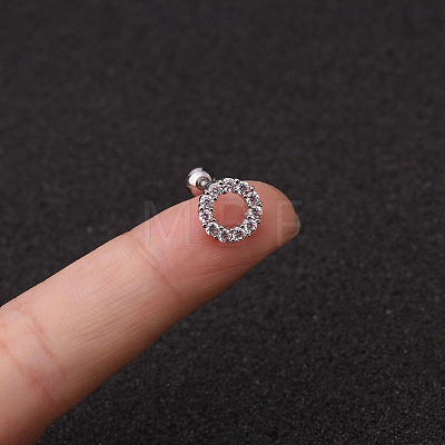 316L Surgical Stainless Steel Micro Pave Clear Cubic Zirconia Ring Cartilage Earrings WG9CD6D-23-1