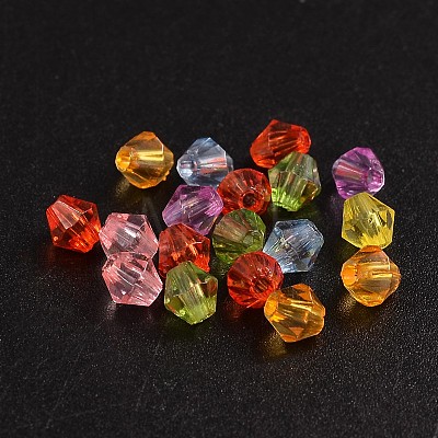 Faceted Bicone Transparent Acrylic Beads DBB5mm-1