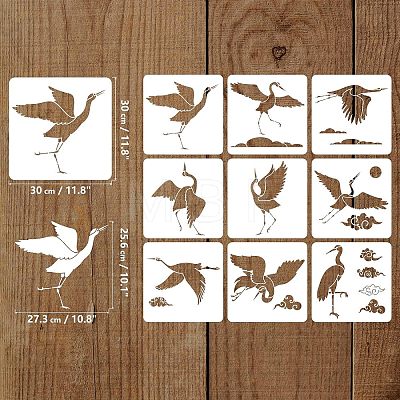 9Pcs 9 Styles PET Hollow Out Drawing Painting Stencils Sets DIY-WH0383-0082-1