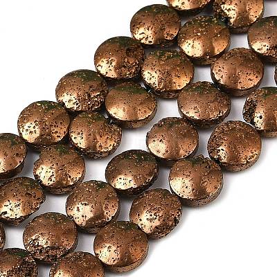 Electroplated Natural Lava Rock Beads Strands G-K388-01B-1