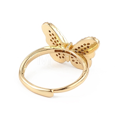 Clear Cubic Zirconia Butterfly Adjustable Ring RJEW-L100-013G-1